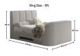 Copenhagen Upholstered Ottoman TV Bed Shell - King Size Bed Frame Only