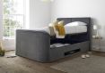 Copenhagen Upholstered Ottoman TV Bed Charcoal Velvet - King Size Bed Frame Only