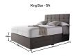 Crystal 3000 Upholstered Divan Bed Base and Mattress - King Size Base and Mattress Only - Linoso Charcoal - Non Storage