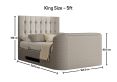 Dorchester Upholstered Linea Fog Ottoman TV Bed - King Size Bed Frame Only