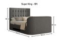 Dorchester Upholstered Arran Pebble Ottoman TV Bed -Super King Size Bed Frame Only