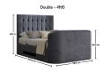 Dorchester Upholstered Hugo Platinum Ottoman TV Bed - Double Bed Frame Only