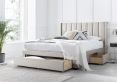 Elegance Natural Beige Upholstered Double Drawer Bed Frame Only