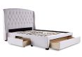 Elise Stone Winged Upholstered Drawer Storage Bed Frame - Double