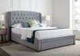 Elise Grey Winged Upholstered Drawer Storage Bed Frame Only