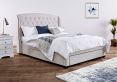 Elise Stone Winged Upholstered Drawer Storage Bed Frame - King Size