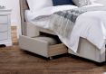 Elise Stone Winged Upholstered Drawer Storage Bed Frame - Double