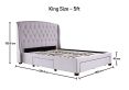 Elise Stone Winged Upholstered Drawer Storage Bed Frame - King Size