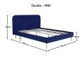 Elona Navy Blue Velvet Upholstered Double Bed Frame Only
