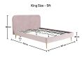 Elona Rosa Pink Velvet Upholstered King Size Bed Frame Only