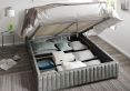 Naples Ottoman Distressed Velvet Platinum Compact Double Bed Frame Only