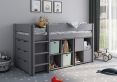 Estella Grey Mid Sleeper Bed Frame With Cube, Desk & Chest