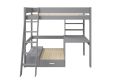 Estella Grey High Sleeper Bed Frame With Desk & Black Futon