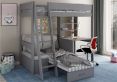 Estella Grey High Sleeper Bed Frame With Desk & Grey Futon