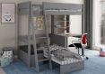 Estella Grey High Sleeper Bed Frame With Desk & Black Futon