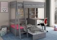 Estella Grey High Sleeper Bed Frame With Desk & Pink Futon