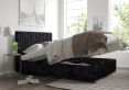 Naples Ottoman Ebony Mirazzi Velvet Single Bed Frame Only