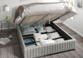 Naples Ottoman Silver Mirazzi Velvet Double Bed Frame Only