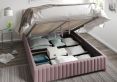 Naples Ottoman Plush Velvet Blush Compact Double Bed Frame Only