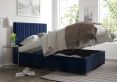 Naples Ottoman Plush Velvet Navy Single Bed Frame Only