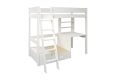 Estella White High Sleeper Bed Frame With Desk & Pink Futon