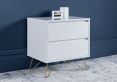 Fusion 2 Drawer White Bedside With Brass Feet
