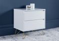 Fusion 2 Drawer Bedside White With Brass Feet