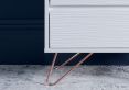 Fusion 2 Drawer Bedside White With Pink Copper Feet