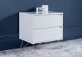 Fusion 2 Drawer Bedside White With Pink Copper Feet