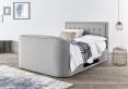 Carmel Ottoman Mid Grey Upholstered King Size TV Bed Frame