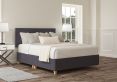 Henley Siera Denim Upholstered Compact Double Headboard and Shallow Base On Legs