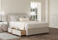 Henley Plush Silver Upholstered Compact Double Headboard and Continental 2+2 Drawer Base