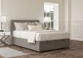 Henley Siera Silver Upholstered Compact Double Headboard and end Lift Ottoman Base