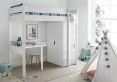 Modena High Sleeper Bed Frame with Desk & Compact Wardrobe