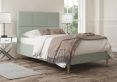 Lauren Upholstered Linea SeaBlue Compact Double Bed Frame With Beech Feet Only