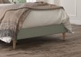 Lauren Upholstered Linea SeaBlue Compact Double Bed Frame With Beech Feet Only