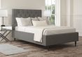 Esther Upholstered Arran Pebble Compact Double Bed Frame With Black Feet Only