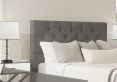 Esther Upholstered Arran Pebble Compact Double Bed Frame With Black Feet Only