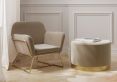 Portrush Cream Velvet Pouffe Upholstered Large Stool