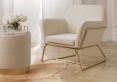Portrush Cream Velvet Upholstered Pouffe Small Stool