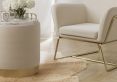 Portrush Cream Velvet Upholstered Pouffe Small Stool