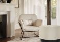 Portrush Ivory Boucle Pouffe Upholstered Large Stool