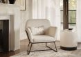 Portrush Ivory Boucle Upholstered Pouffe Small Stool