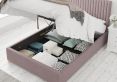 Levisham Ottoman Plush Velvet Blush Single Bed Frame Only