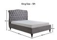 Lilly Upholstered Light Grey King Size Bed Frame Only