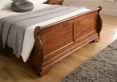 Toulon Wooden Sleigh Bed - Mahogany Finish - Double Bed Frame Only