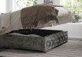 Rimini Ottoman Distressed Velvet Platinum Compact Double Bed Frame Only