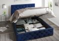Rimini Ottoman Plush Velvet Navy Compact Double Bed Frame Only