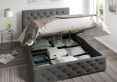 Rimini Ottoman Plush Velvet Steel Double Bed Frame Only