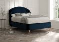 Lunar Upholstered Bed Frame - Double Bed Frame Only - Velvet Navy